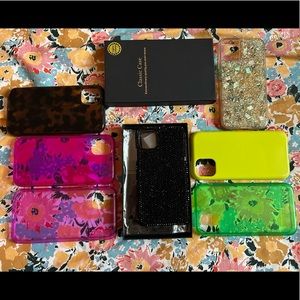 iPhone 11 phone cases: rhinestone, soft neon, and tortoiseshell.